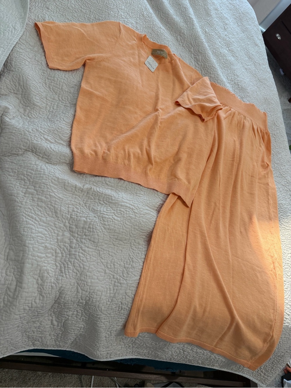 Women's free people peach Knit Midi Skirt sweater set - Picture 2 of 3